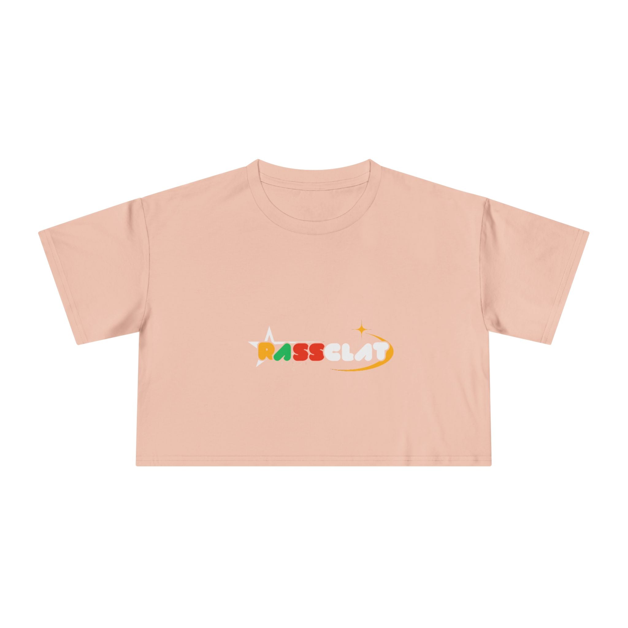 Copy of Women's Crop Tee — Colorful 'Pass Clat' Retro Logo Graphic Top
